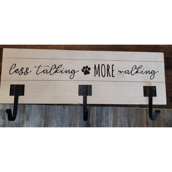 "Less Talking More Walking" Dog Leash Wall-Mounted 3-Hook Storage - Picture 1 of 3